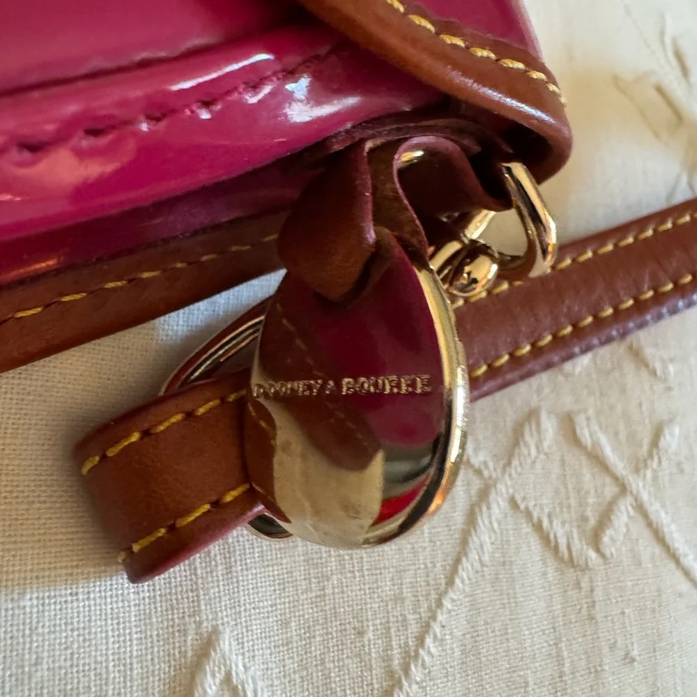 Dooney & Bourke Red and Brown Leather Wristlet with Gold Accents